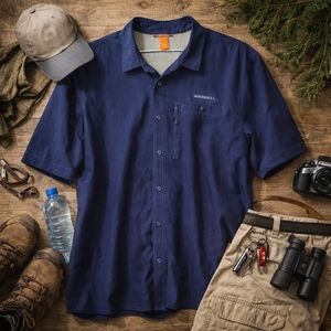 Merrell XXL Mens Outdoor Hiking Shirt Navy Button Down Travel